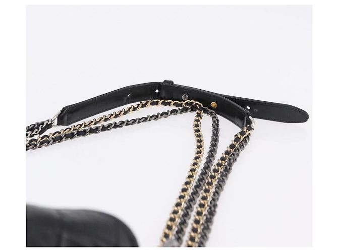 CHANEL Matelasse Gabrielle Deux Bag Lamb Skin Black Gold CC - vista 8