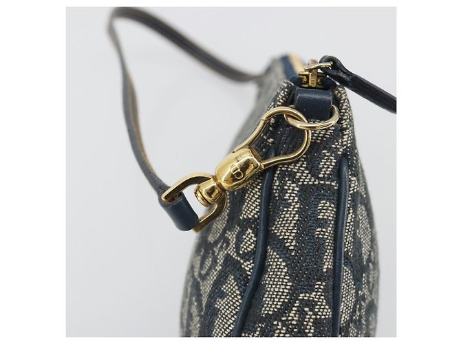 Christian Dior Trotter Canvas Saddle Pouch Navy Gold - vista 14