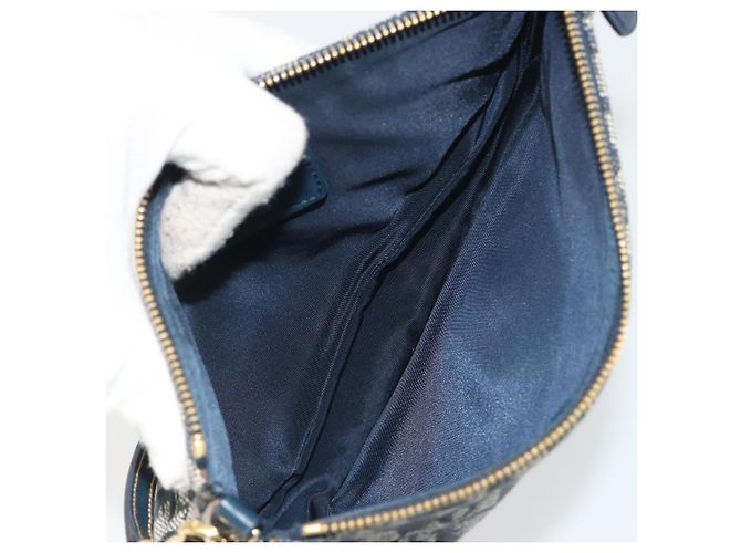 Christian Dior Trotter Canvas Saddle Pouch Navy Gold - vista 17