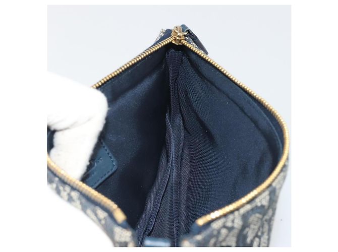 Christian Dior Trotter Canvas Saddle Pouch Navy Gold - vista 18