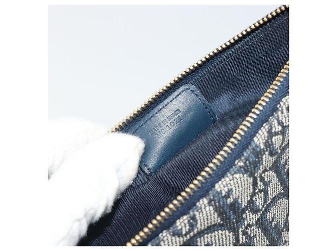 Christian Dior Trotter Canvas Saddle Pouch Navy Gold - vista 20