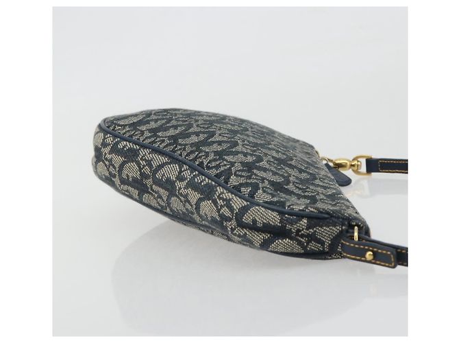 Christian Dior Trotter Canvas Saddle Pouch Navy Gold - vista 4