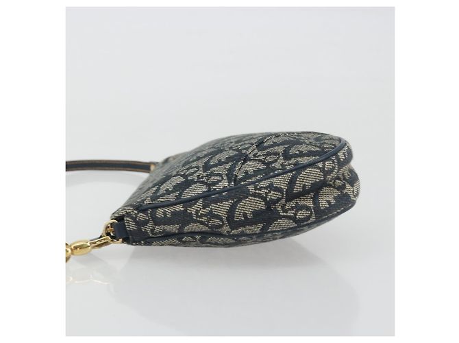 Christian Dior Trotter Canvas Saddle Pouch Navy Gold - vista 5
