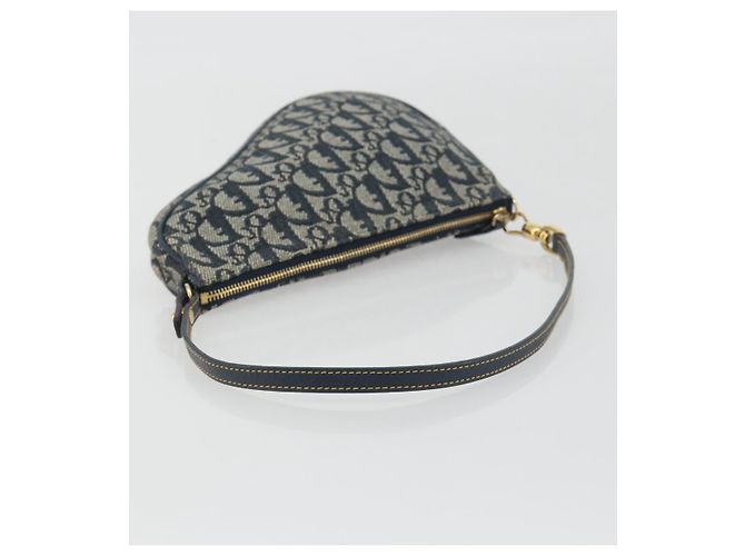 Christian Dior Trotter Canvas Saddle Pouch Navy Gold - vista 7