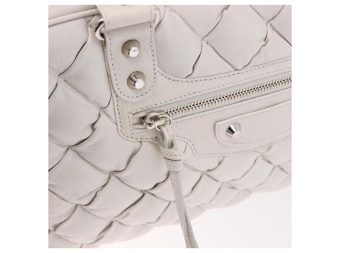 BALENCIAGA The Matelasse Hand Bag Leather White Silver 168031 - vista 18