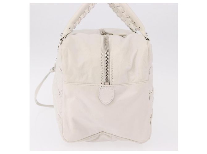 BALENCIAGA The Matelasse Hand Bag Leather White Silver 168031 - vista 3