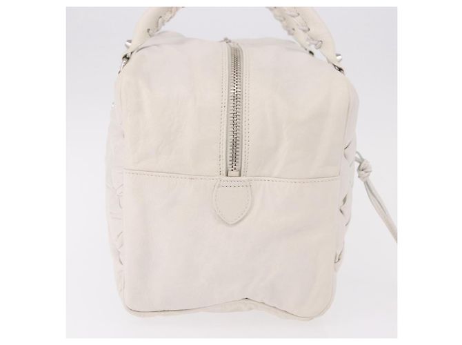BALENCIAGA The Matelasse Hand Bag Leather White Silver 168031 - vista 4