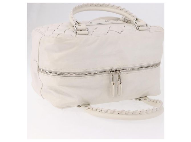 BALENCIAGA The Matelasse Hand Bag Leather White Silver 168031 - vista 6