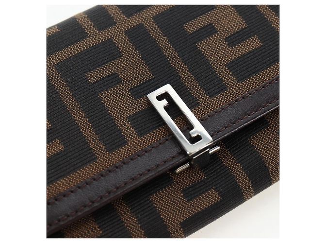 FENDI Zucca Canvas Bifold Wallet Long Wallet Black Brown - vista 12