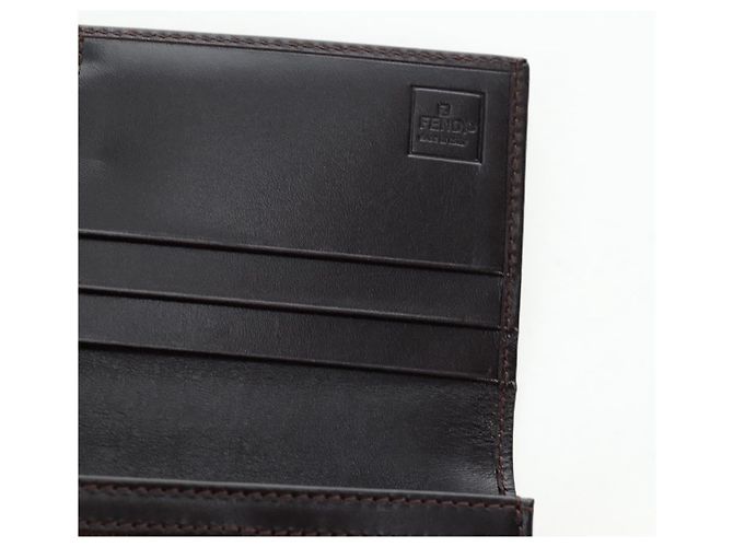 FENDI Zucca Canvas Bifold Wallet Long Wallet Black Brown - vista 15