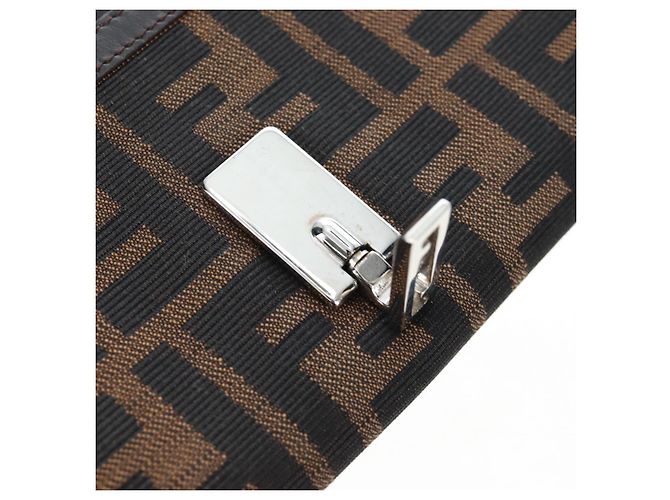 FENDI Zucca Canvas Bifold Wallet Long Wallet Black Brown - vista 17