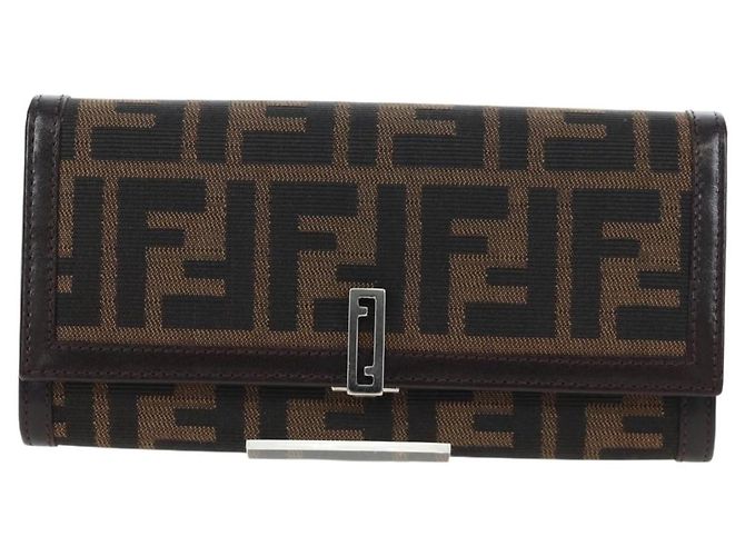 FENDI Zucca Canvas Bifold Wallet Long Wallet Black Brown - vista 2