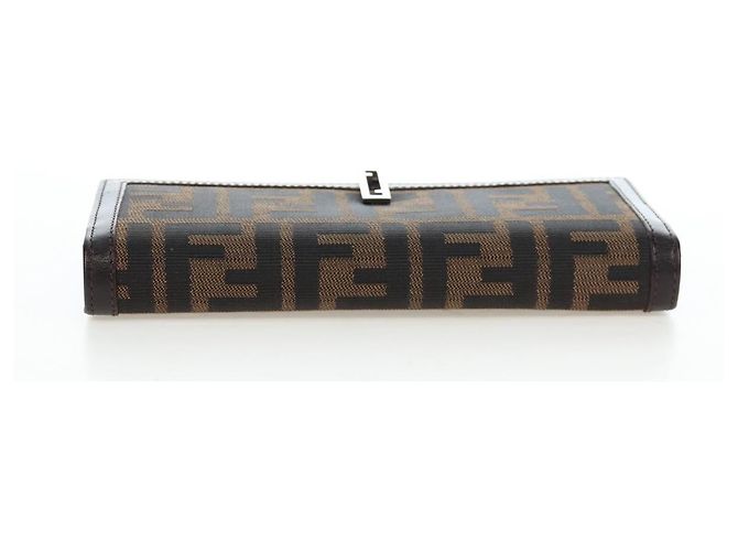 FENDI Zucca Canvas Bifold Wallet Long Wallet Black Brown - vista 6