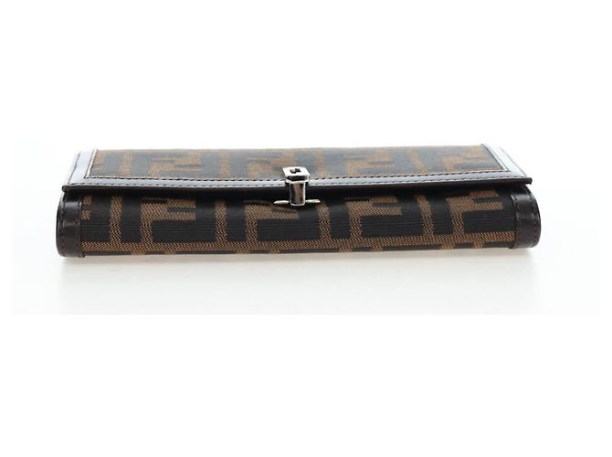 FENDI Zucca Canvas Bifold Wallet Long Wallet Black Brown - vista 7