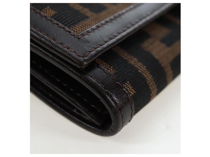 FENDI Zucca Canvas Bifold Wallet Long Wallet Black Brown - vista 8