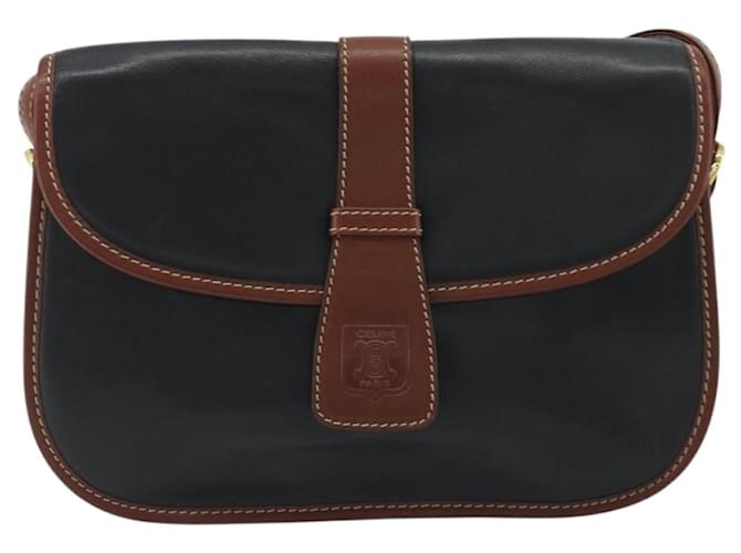 Céline CELINE Shoulder Bag Leather Black Brown - vista 2