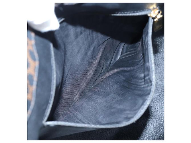 Céline CELINE Macadam Canvas Hand Bag PVC Leather Black Gold - vista 20