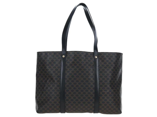 Céline CELINE Macadam Canvas Hand Bag PVC Leather Black Gold - vista 3