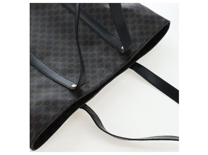 Céline CELINE Macadam Canvas Hand Bag PVC Leather Black Gold - vista 7