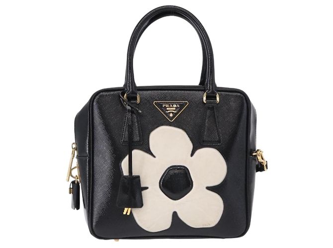 PRADA Hand Bag Saffiano leather 2way Black Gold Tone - vista 13