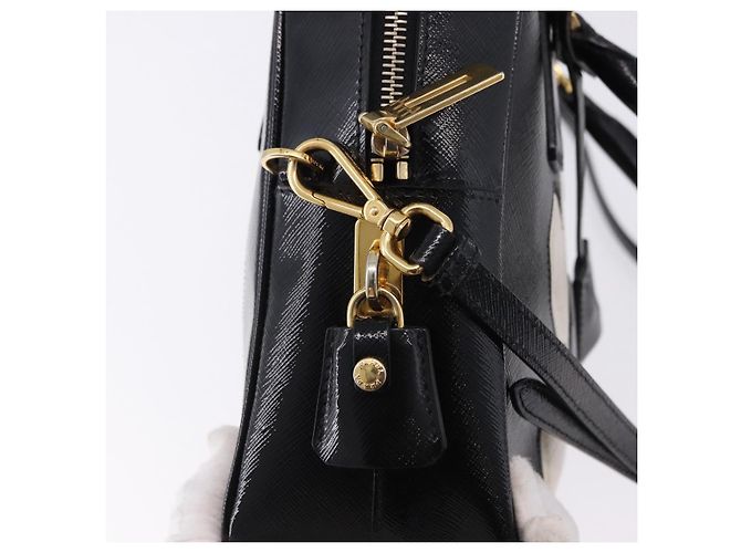 PRADA Hand Bag Saffiano leather 2way Black Gold Tone - vista 19