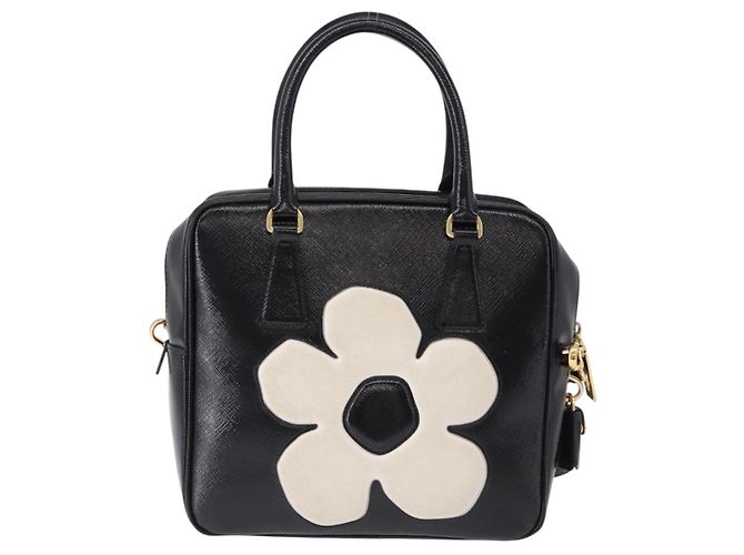 PRADA Hand Bag Saffiano leather 2way Black Gold Tone - vista 2