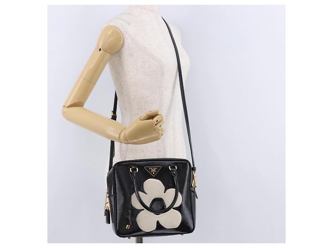PRADA Hand Bag Saffiano leather 2way Black Gold Tone - vista 26