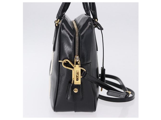 PRADA Hand Bag Saffiano leather 2way Black Gold Tone - vista 4