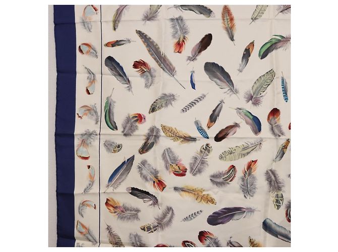 Hermès HERMES Carre 90 Scarf  PLUMES  Silk Blue - vista 5