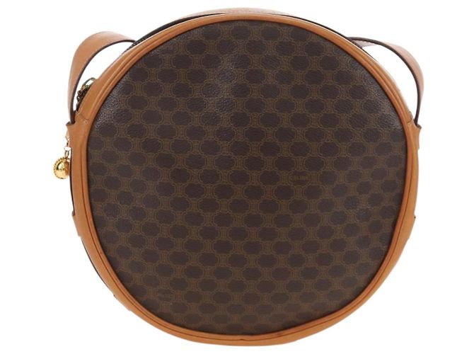 Céline CELINE Macadam Canvas Shoulder Bag PVC Leather Brown Gold - vista 2