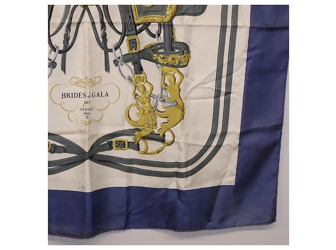 Hermès HERMES Carre 90 Scarf BRIDS De GALA Silk Blue - vista 10
