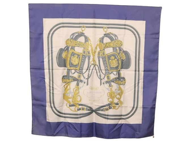 Hermès HERMES Carre 90 Scarf BRIDS De GALA Silk Blue - vista 14