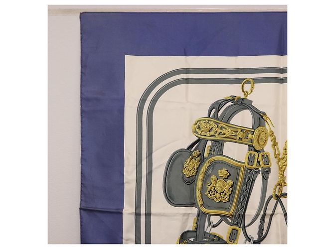 Hermès HERMES Carre 90 Scarf BRIDS De GALA Silk Blue - vista 2
