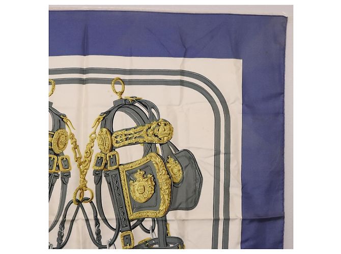 Hermès HERMES Carre 90 Scarf BRIDS De GALA Silk Blue - vista 4
