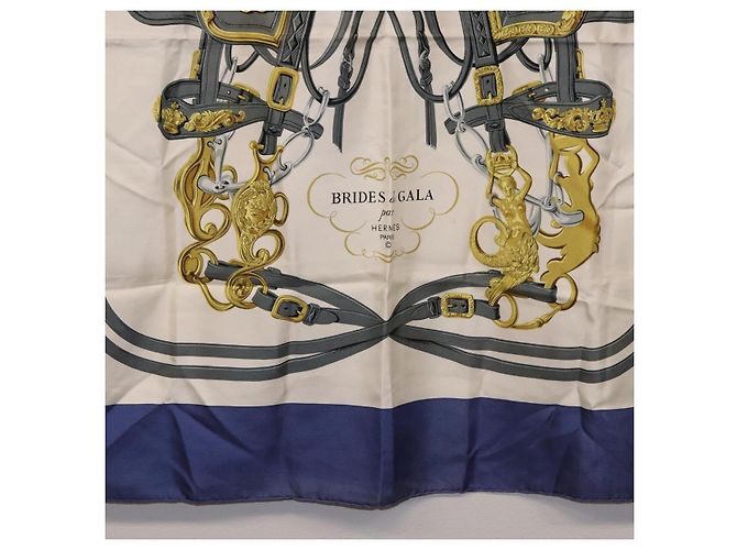 Hermès HERMES Carre 90 Scarf BRIDS De GALA Silk Blue - vista 9