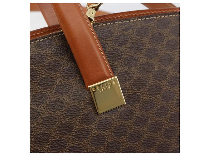 Céline CELINE Macadam Hand Bag PVC Leather 2way Brown Gold Tone - vista 16