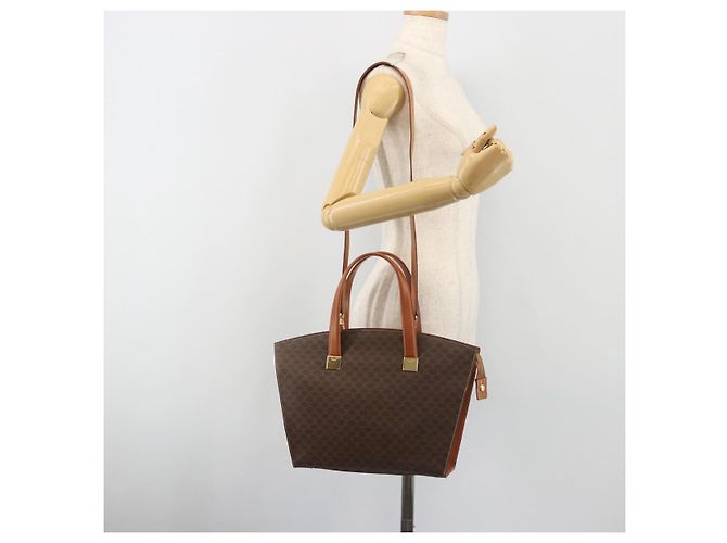 Céline CELINE Macadam Hand Bag PVC Leather 2way Brown Gold Tone - vista 26