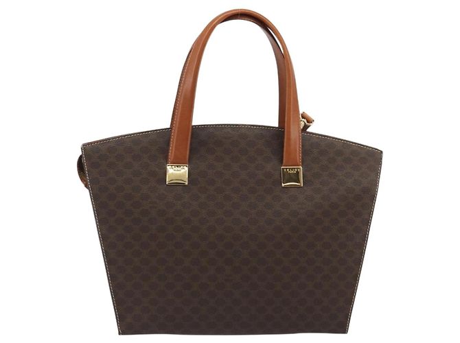 Céline CELINE Macadam Hand Bag PVC Leather 2way Brown Gold Tone - vista 3