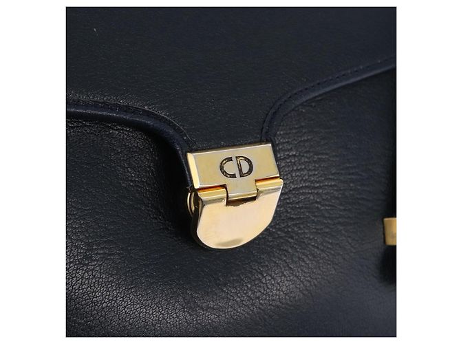 Christian Dior Hand Bag Leather Navy Gold - vista 14