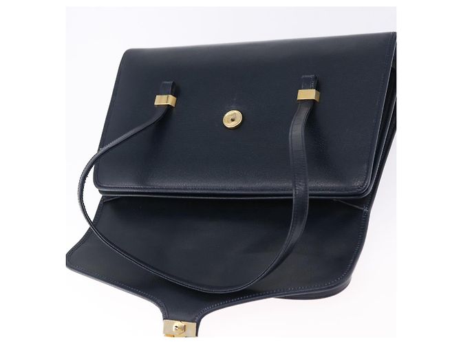 Christian Dior Hand Bag Leather Navy Gold - vista 15