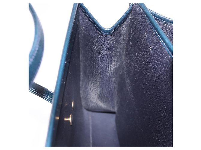 Christian Dior Hand Bag Leather Navy Gold - vista 19