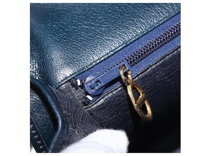 Christian Dior Hand Bag Leather Navy Gold - vista 23