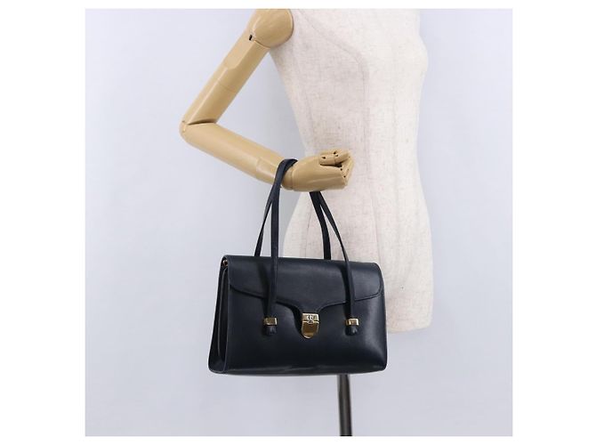 Christian Dior Hand Bag Leather Navy Gold - vista 26