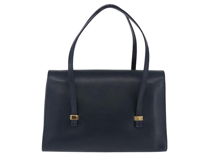 Christian Dior Hand Bag Leather Navy Gold - vista 3