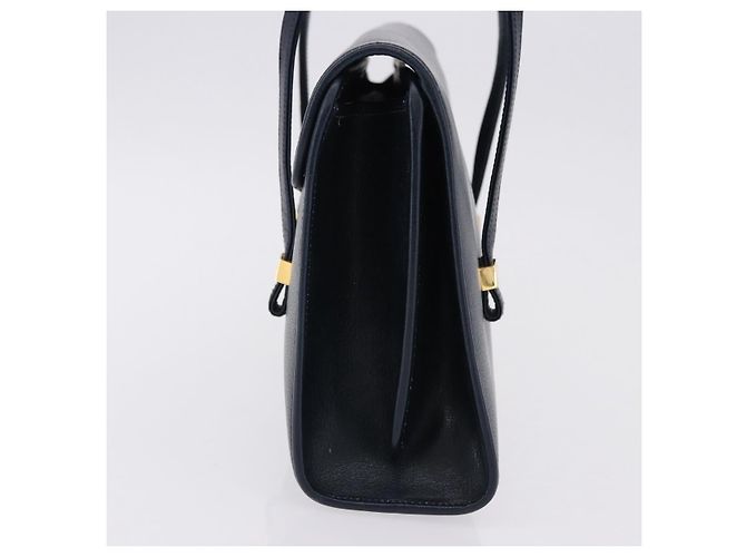 Christian Dior Hand Bag Leather Navy Gold - vista 4