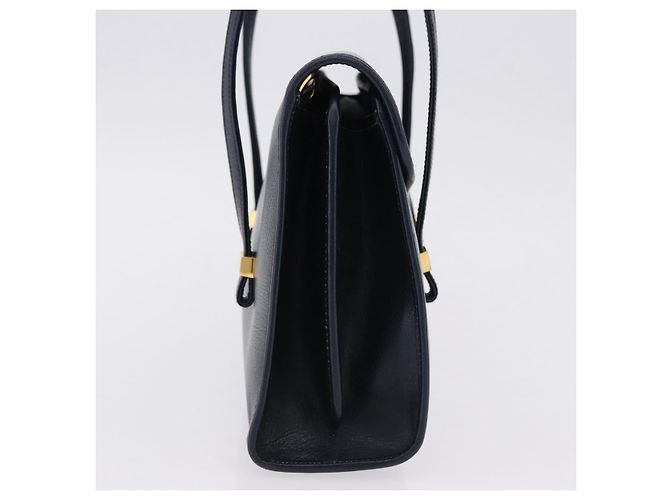 Christian Dior Hand Bag Leather Navy Gold - vista 5
