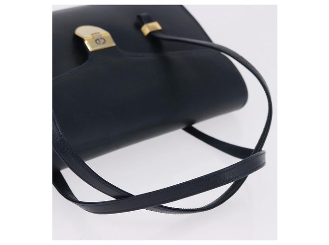 Christian Dior Hand Bag Leather Navy Gold - vista 7