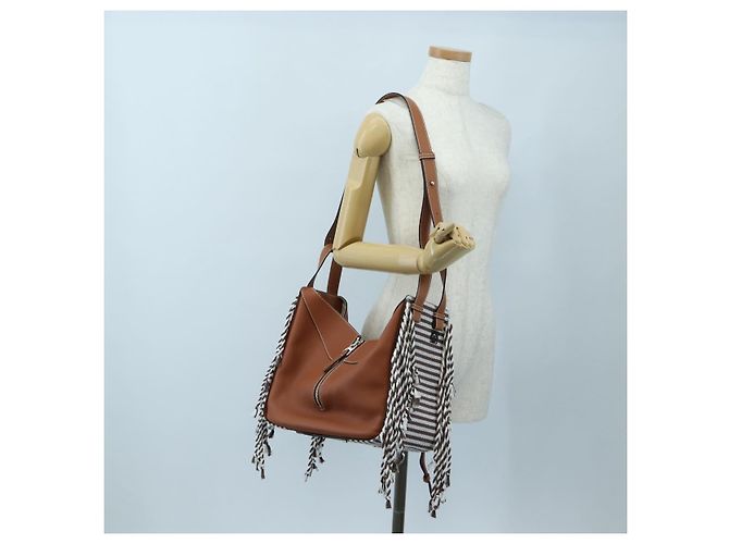 LOEWE Hammock Small Hand Bag Leather 2way Brown Silver - vista 24