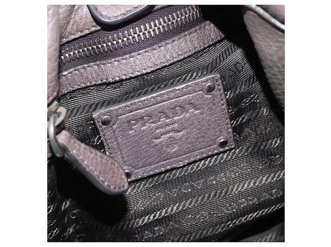 PRADA Shoulder Bag Leather Gray Silver - vista 19