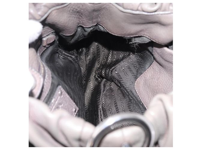 PRADA Shoulder Bag Leather Gray Silver - vista 20